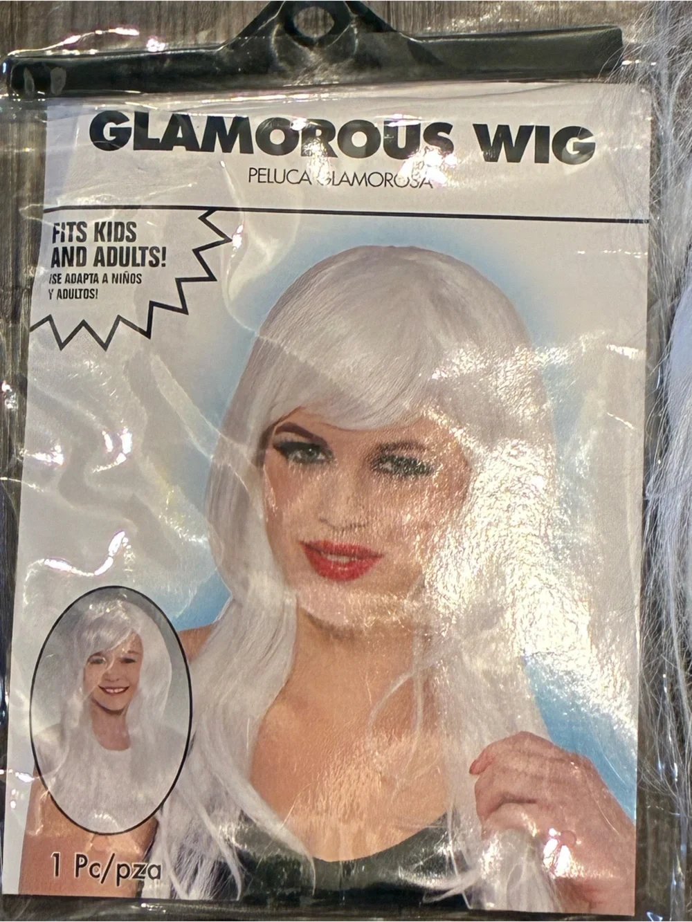 Glamorous White Long Synthetic Wig for Kids - Play & Halloween Costume